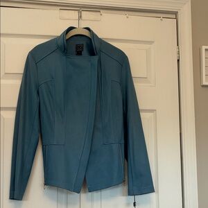 CLARA SUNWOO Blue Leather Jacket